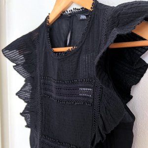 Zara Ruffled Butterfly Sleeve Top